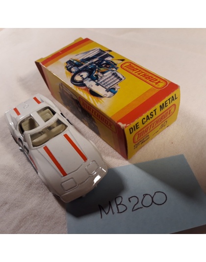 Matchbox Superfast #40 - Chevrolet Corvette T Roof - Made in England - 1979 Lesney Products - NOS - Mint in Box
