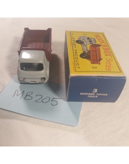 Vintage MATCHBOX Lesney #3 Bedford Tipper Truck Gray/Maroon Black Wheels - NOS - Mint in Box
