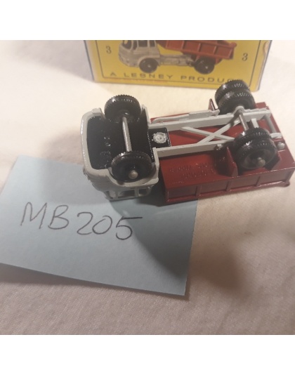 Vintage MATCHBOX Lesney #3 Bedford Tipper Truck Gray/Maroon Black Wheels - NOS - Mint in Box