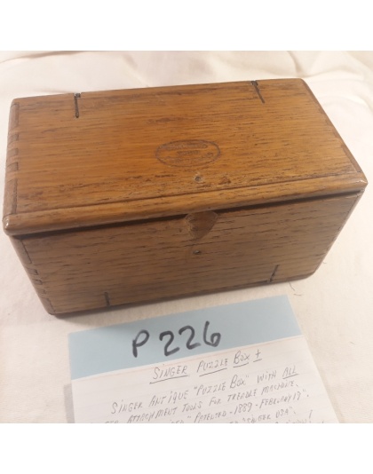 Singer Puzzle Box - will all singer attachments tools - patented 1889