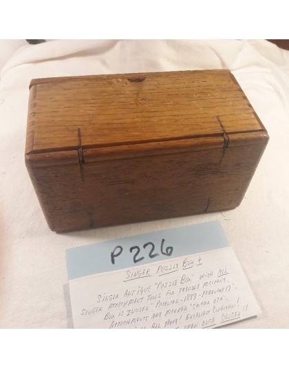 Singer Puzzle Box - will all singer attachments tools - patented 1889